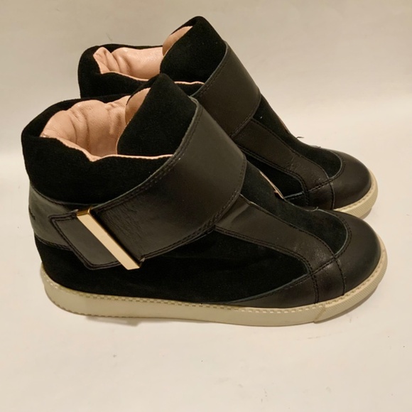 SEE BY CHLOE Shoes Sami Black Nappa Leather High Top Ankle Sneaker with Buckle - Picture 10 of 11
